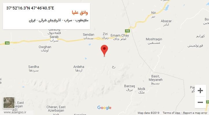 روستای وانق علیا بر روی نقشه