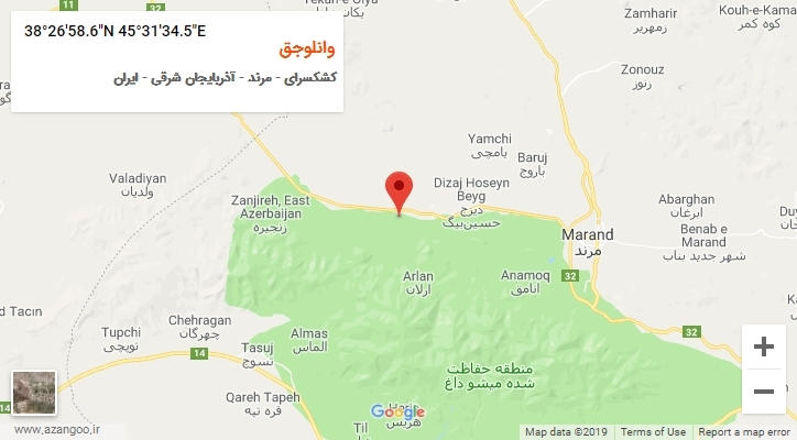 روستای وانلوجق بر روی نقشه