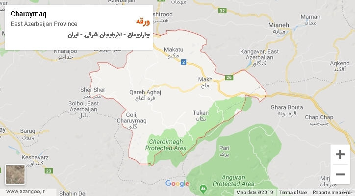 دهستان ورقه بر روی نقشه