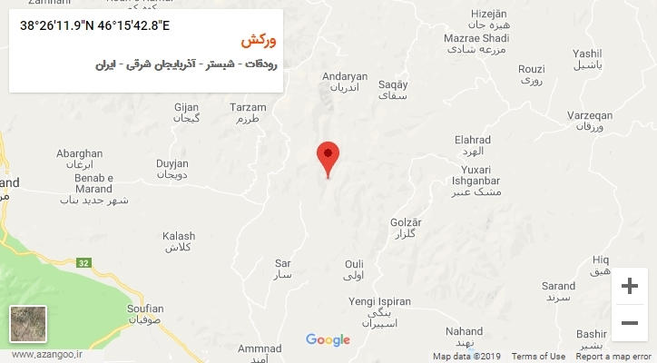 روستای ورکش بر روی نقشه