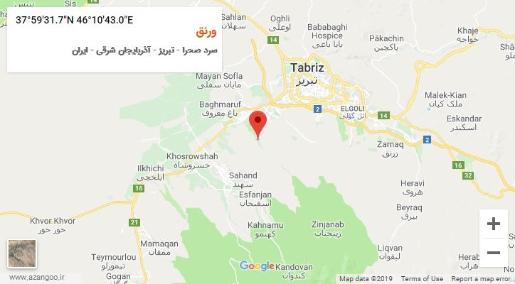 روستای ورنق بر روی نقشه