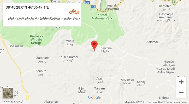 روستای ورزقان بر روی نقشه