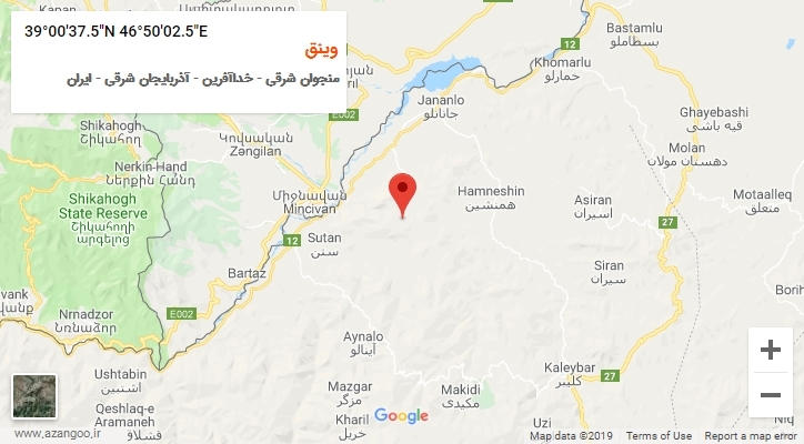 روستای وینق بر روی نقشه