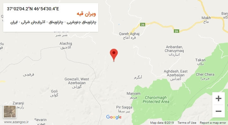 روستای ویران قیه بر روی نقشه