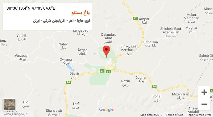 روستای یاغ بستلو بر روی نقشه