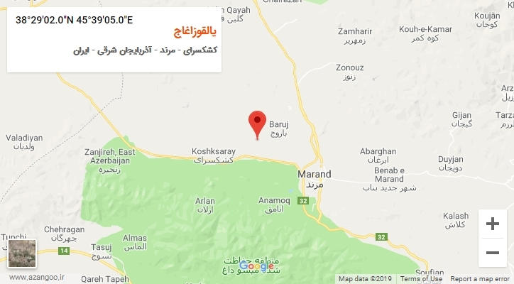 روستای یالقوزاغاج بر روی نقشه