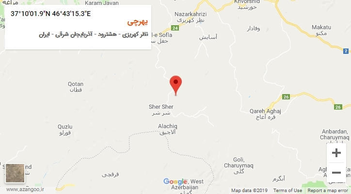 روستای یهرچی بر روی نقشه