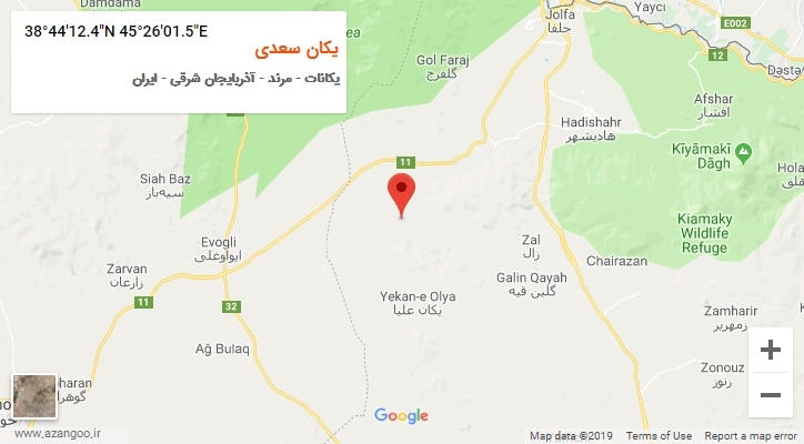 روستای یکان سعدی بر روی نقشه
