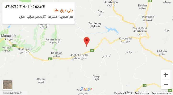 روستای یلی درق علیا بر روی نقشه