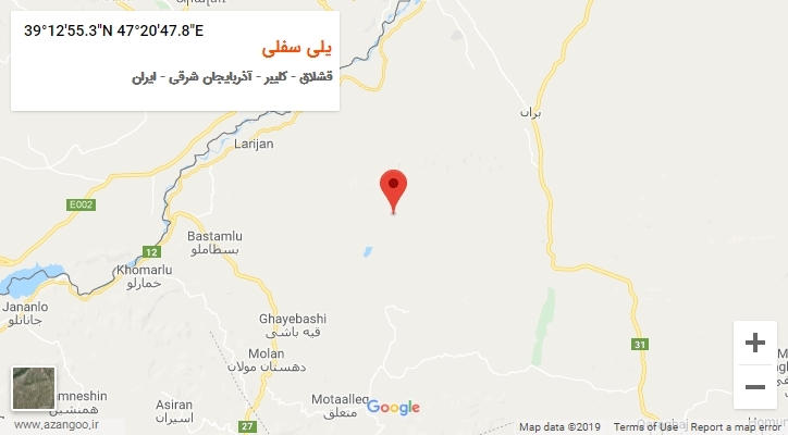 روستای یلی سفلی بر روی نقشه