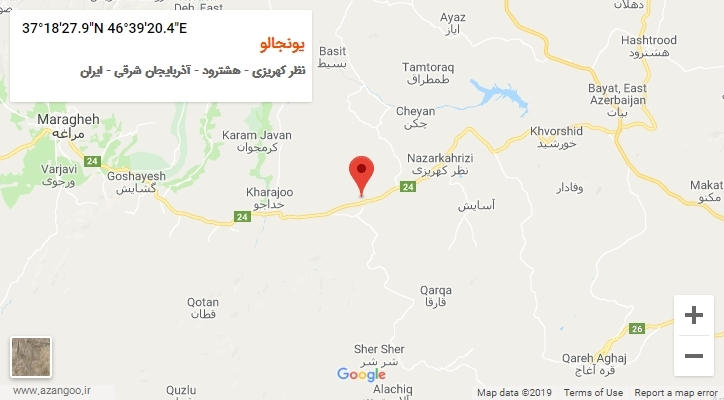 روستای یونجالو بر روی نقشه