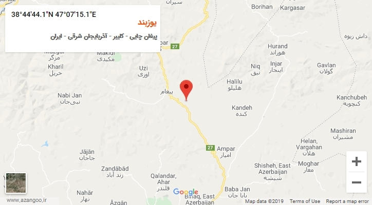 روستای یوزبند بر روی نقشه
