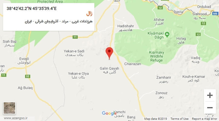 روستای زال بر روی نقشه