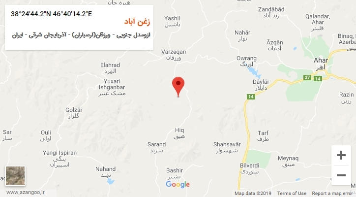 روستای زغن آباد بر روی نقشه
