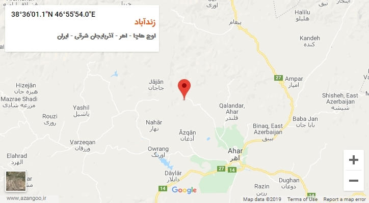 روستای زندآباد بر روی نقشه