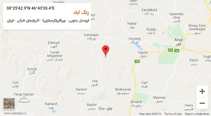 روستای زنگ آباد بر روی نقشه