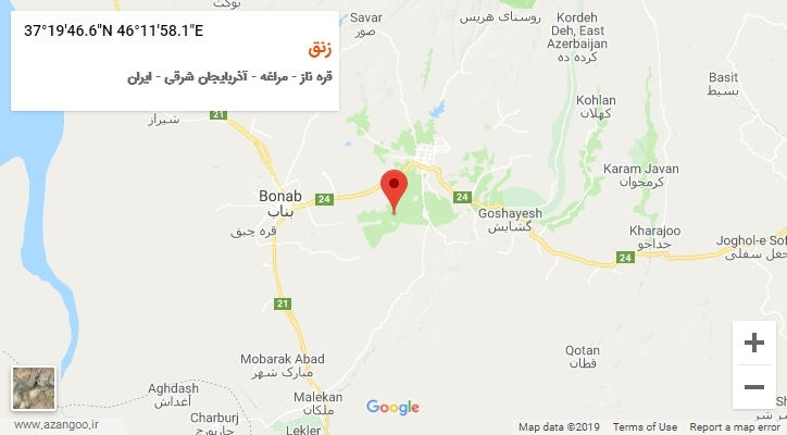 روستای زنق بر روی نقشه