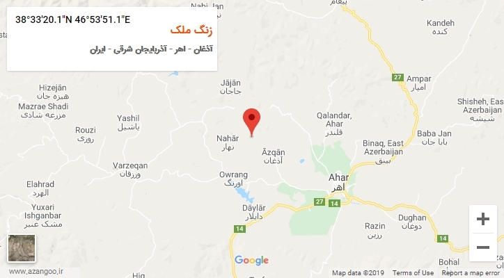 روستای زنگ ملک بر روی نقشه