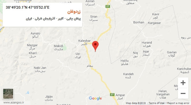 روستای زردوغان بر روی نقشه