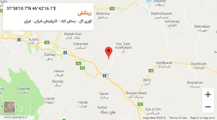 روستای زینکش بر روی نقشه