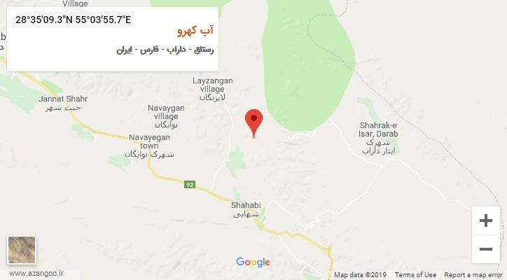 روستای آب کهرو بر روی نقشه