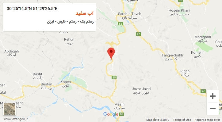 روستای آب سفید بر روی نقشه