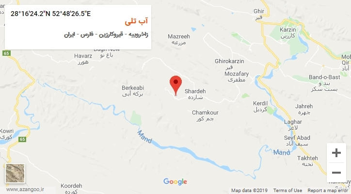 روستای آب تلی بر روی نقشه