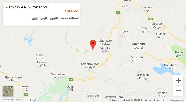 روستای احمدآباد بر روی نقشه