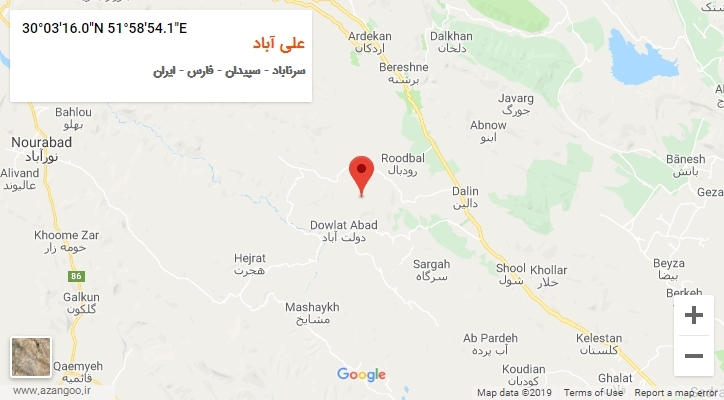 روستای علی آباد بر روی نقشه