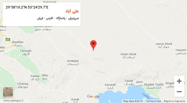 روستای علی آباد بر روی نقشه