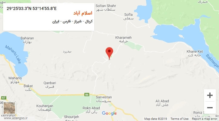 روستای اسلام آباد بر روی نقشه
