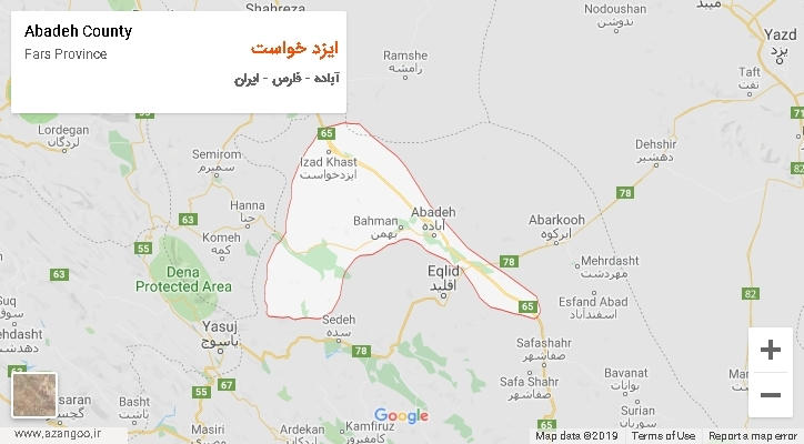 دهستان ایزد خواست بر روی نقشه