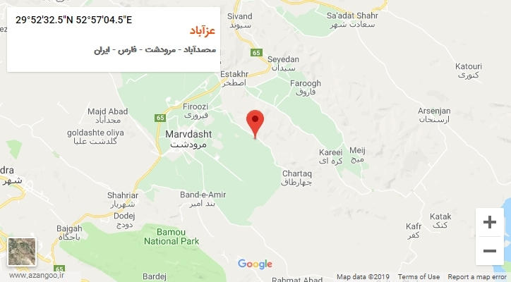 روستای عزآباد بر روی نقشه