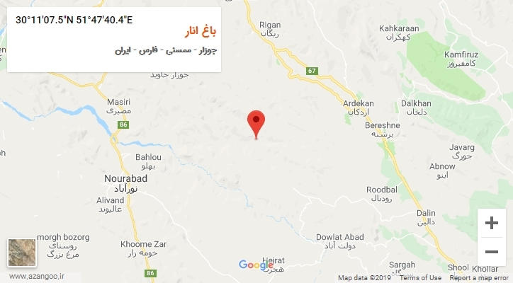 روستای باغ انار بر روی نقشه