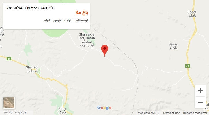 روستای باغ ملا بر روی نقشه