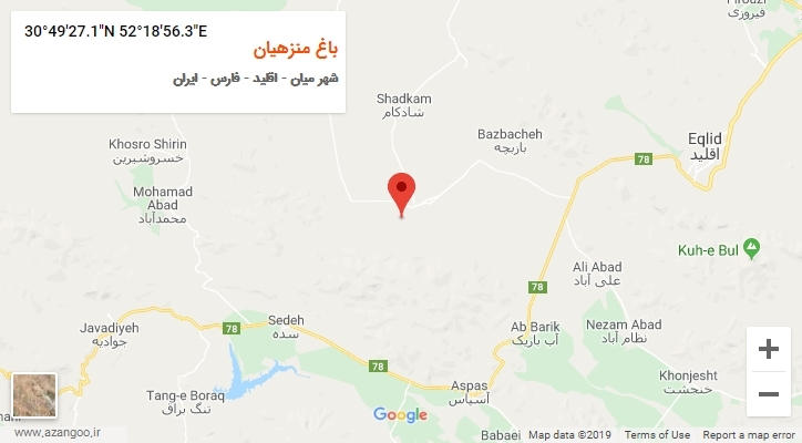 روستای باغ منزهیان بر روی نقشه