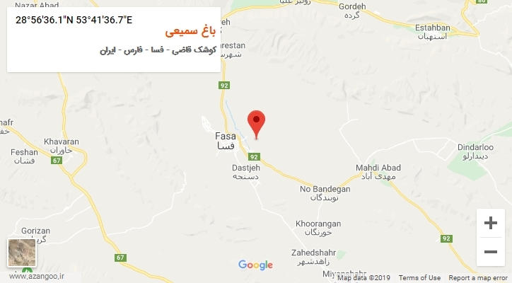 روستای باغ سمیعی بر روی نقشه