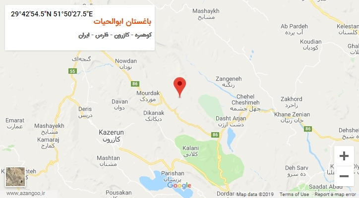 روستای باغستان ابوالحیات بر روی نقشه