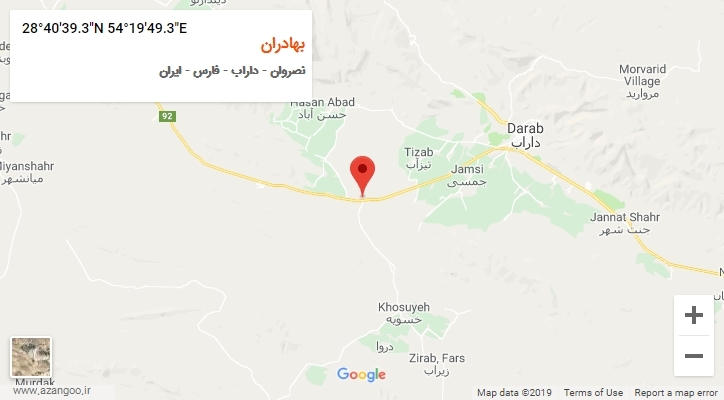 روستای بهادران بر روی نقشه