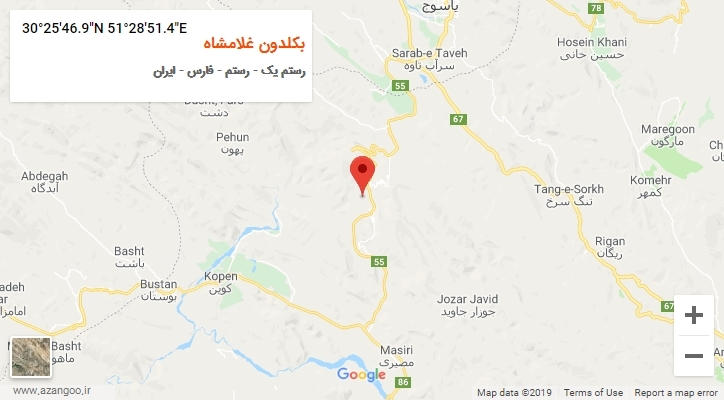 روستای بکلدون غلامشاه بر روی نقشه