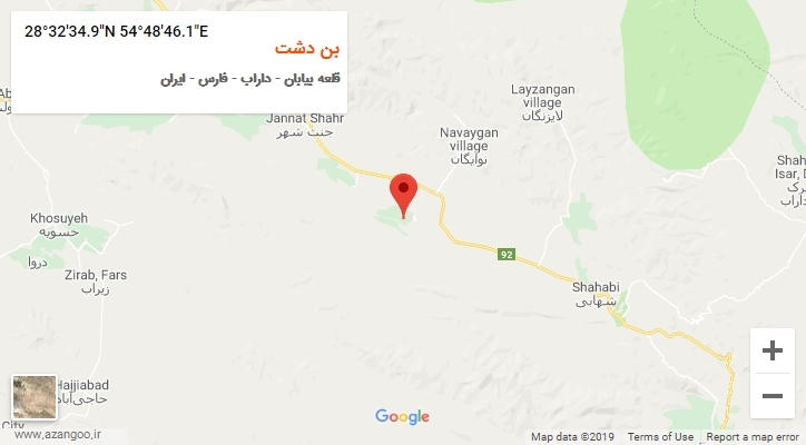 روستای بن دشت بر روی نقشه