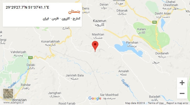 روستای بنستان بر روی نقشه