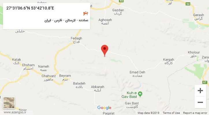 روستای بنو بر روی نقشه