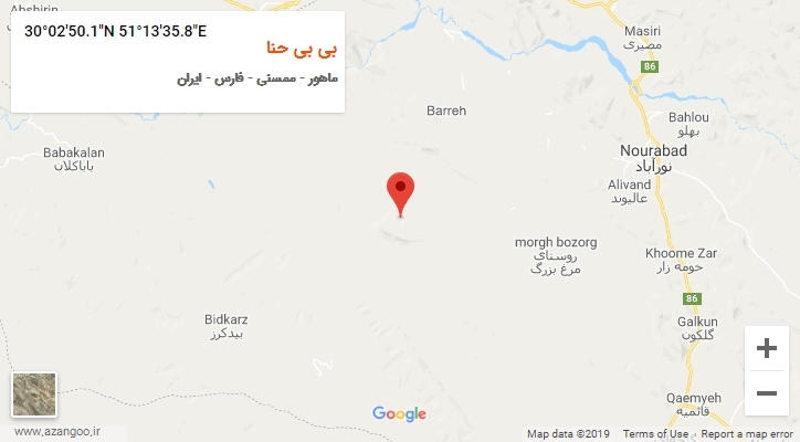 روستای بی بی حنا بر روی نقشه