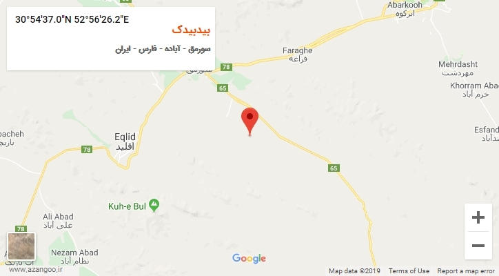 روستای بیدبیدک بر روی نقشه