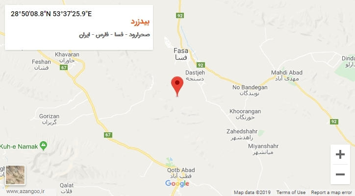 روستای بیدزرد بر روی نقشه