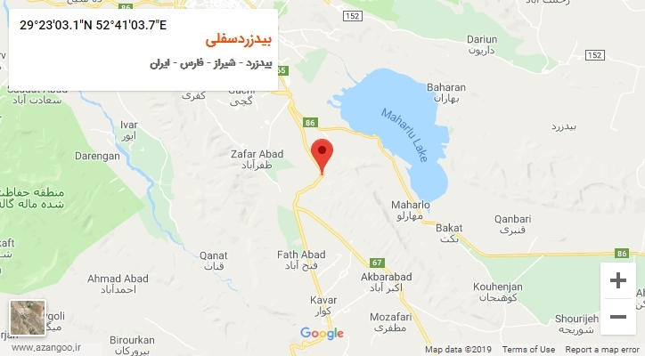 روستای بیدزردسفلی بر روی نقشه