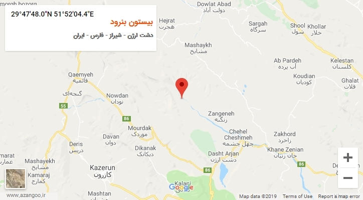روستای بیستون بنرود بر روی نقشه