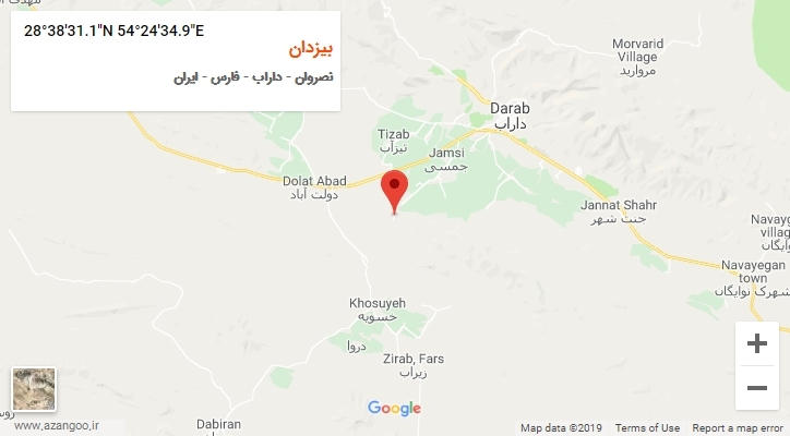 روستای بیزدان بر روی نقشه
