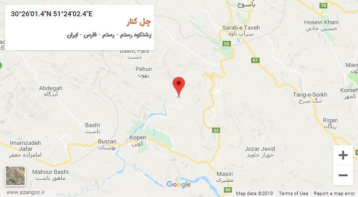 روستای چل کنار بر روی نقشه